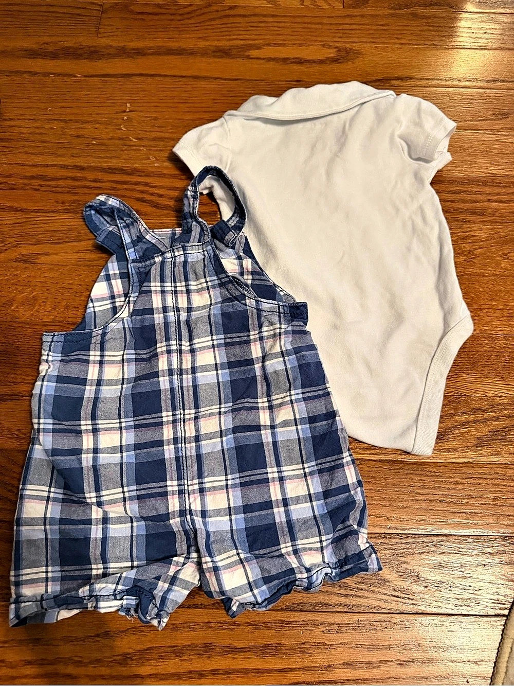 Carter's Plaid Romper Set in Blue & White Baby 6M